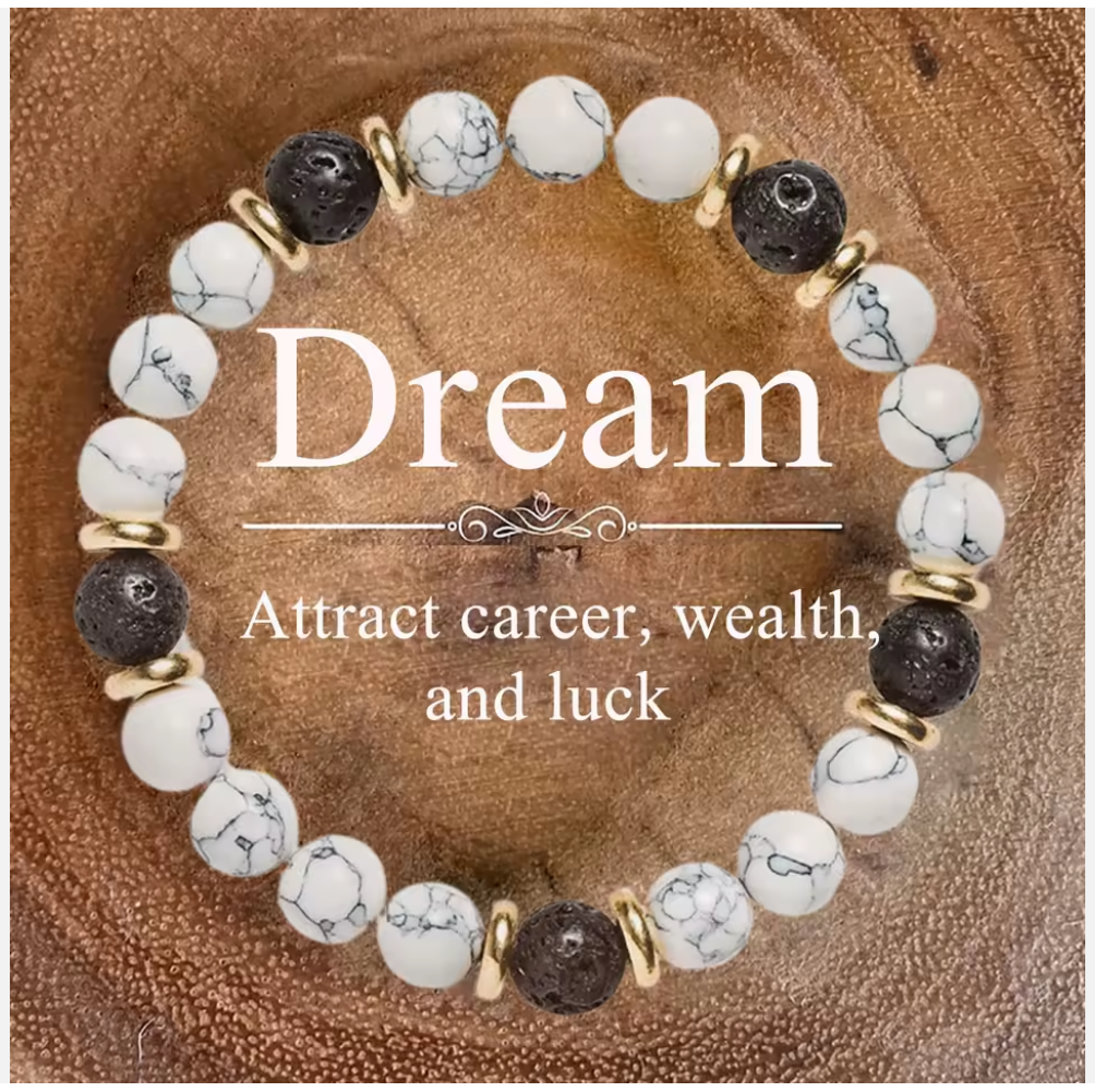 Natural Stone Beaded Bracelet, 8mm, Elastic Handmade Trendy Jewellery