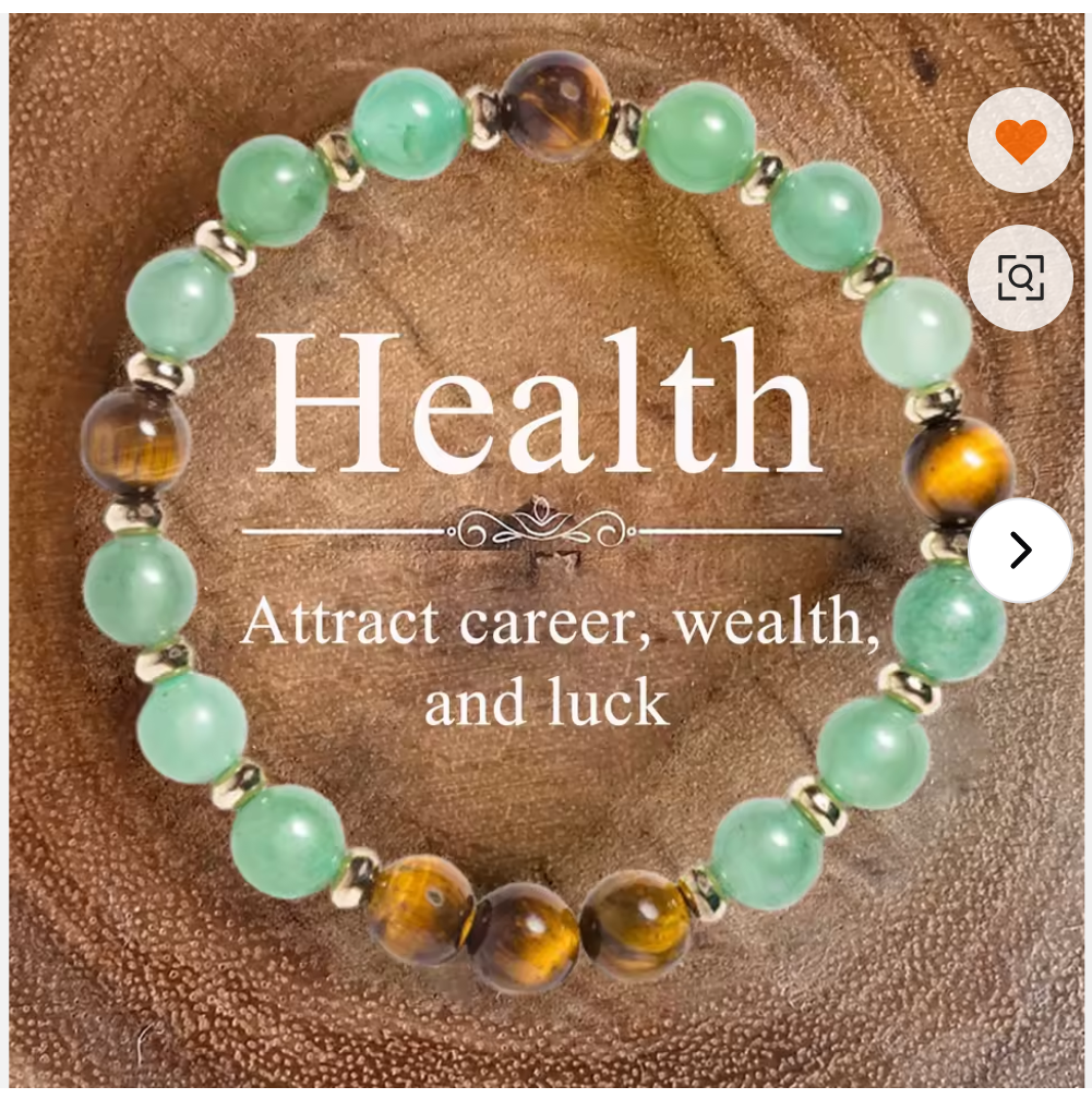 Natural Stone Beaded Bracelet, 8mm, Elastic Handmade Trendy Jewellery