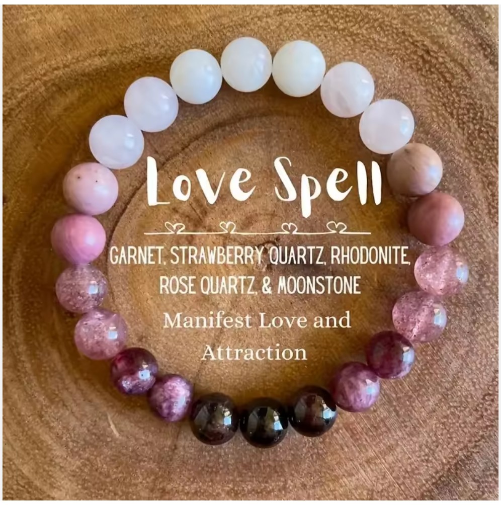 Natural Stone Beaded Bracelet, 8mm, Elastic Handmade Trendy Jewellery