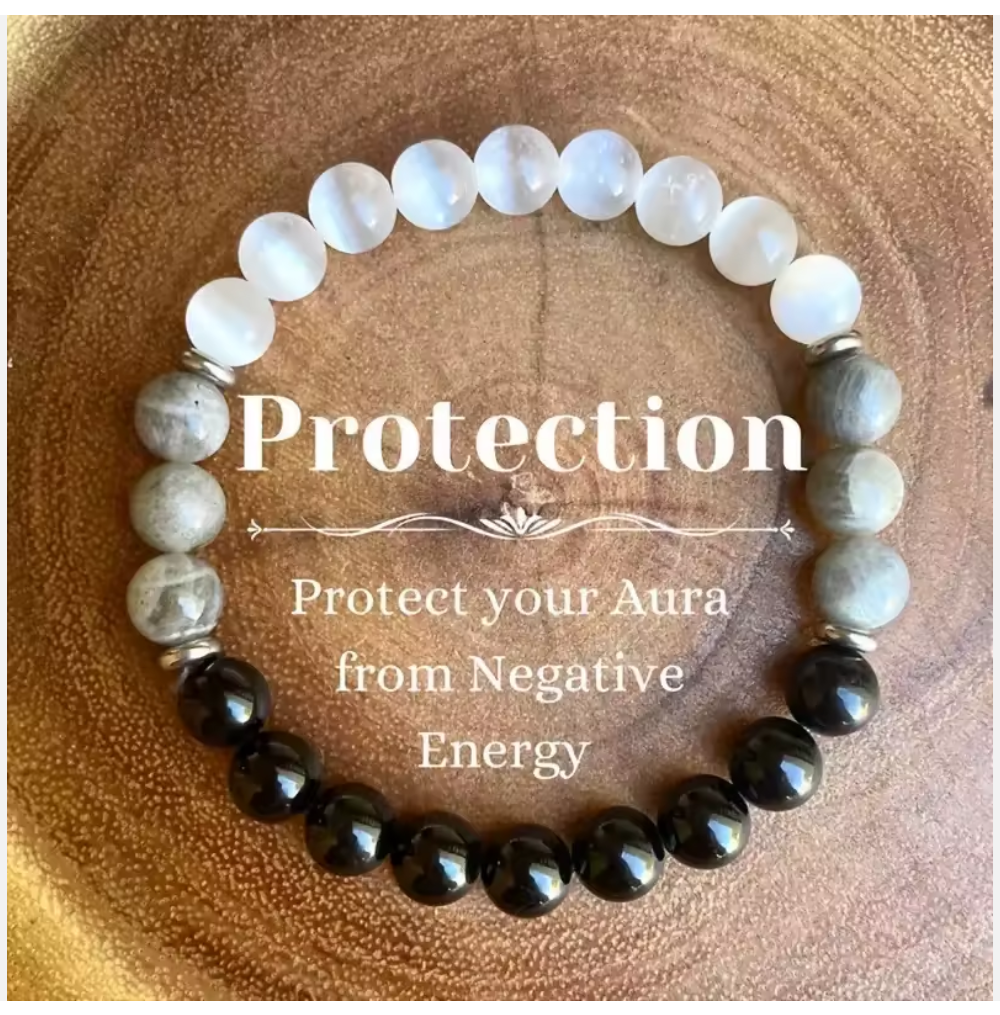 Natural Stone Beaded Bracelet, 8mm, Elastic Handmade Trendy Jewellery