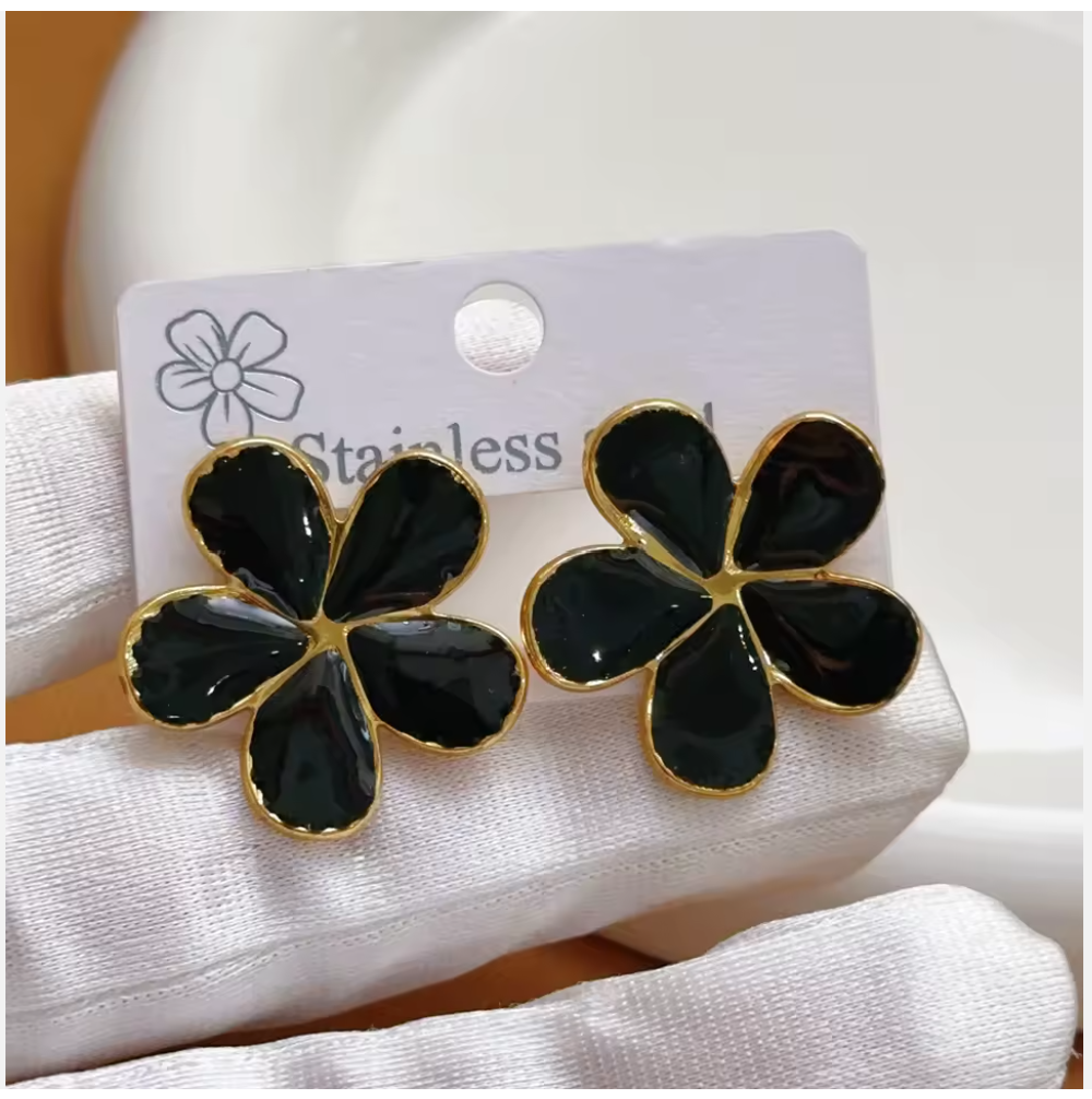 Flower Stud Earrings, Fashionable, Simple Stainless Steel, Metal Flower Shaped, Plum blossoms